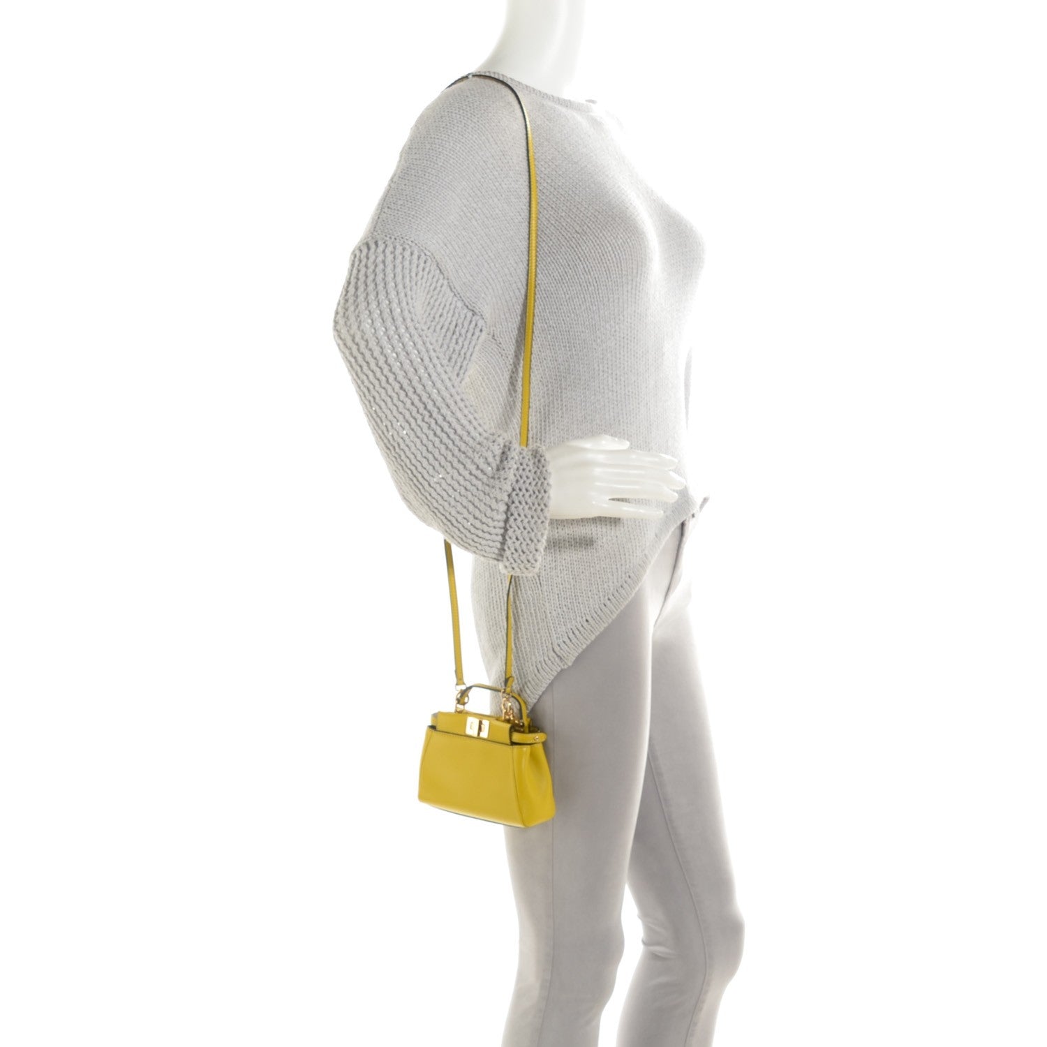 Fendi Shiny Nappa Micro Peekaboo Iconic Satchel Lime 2 of 7