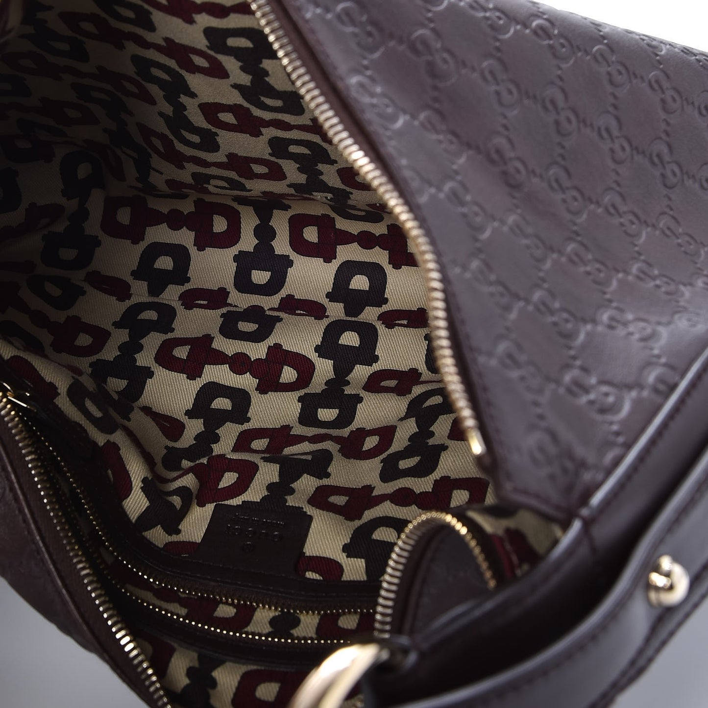 Guccissima Medium Horsebit Chain Hobo Dark Brown
