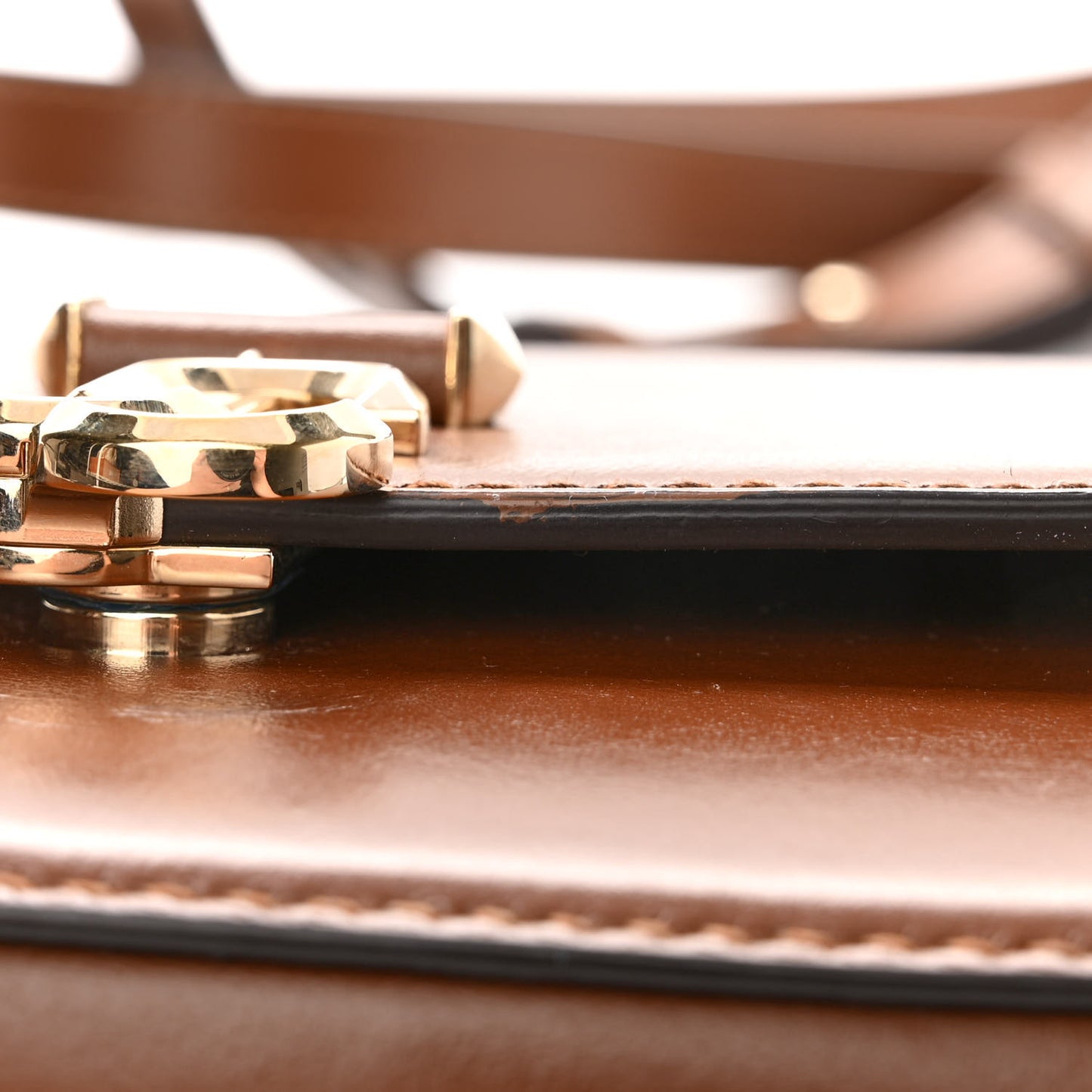 Calfskin Varenne Shoulder Bag Small Dark Tan