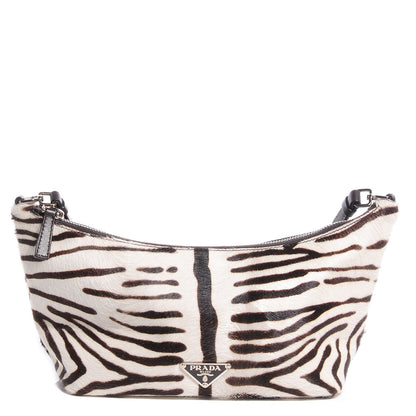 Prada Calf Hair Zebra Print Shoulder Bag White Moro 1 of 7