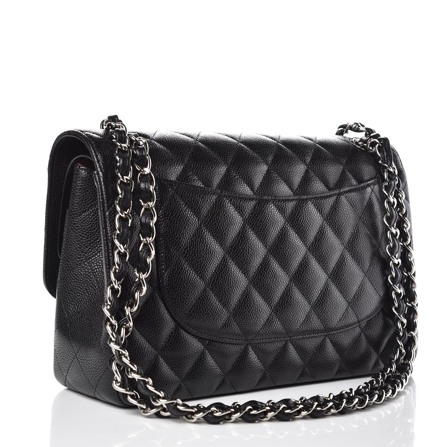 Caviar Quilted Jumbo Double Flap Black