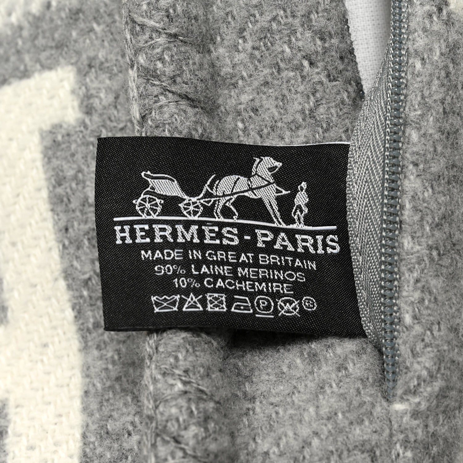 Hermes Wool Cashmere Avalon III Pillow PM Ecru Gris Clair 3 of 3