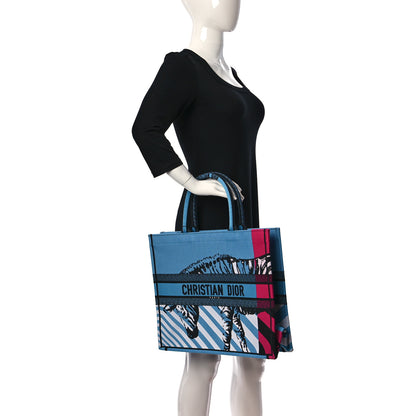 Christian Dior Canvas Embroidered Large Jungle Pop Book Tote Blue 2 of 11