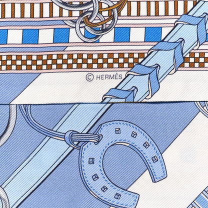 Hermes Silk Brides et Gris Twilly Gris Bleu Jean White Miel 4 of 4