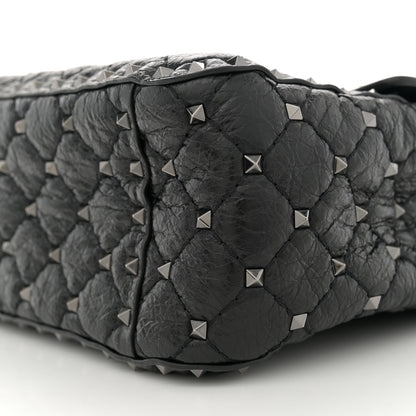 Valentino Garavani Craquele Nappa Large Rockstud Spike Shoulder Bag Black 9 of 11