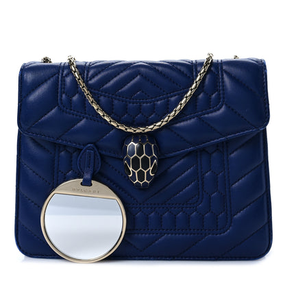 Bulgari Calfskin Quilted Serpenti Forever Shoulder Bag Navy 1 of 8