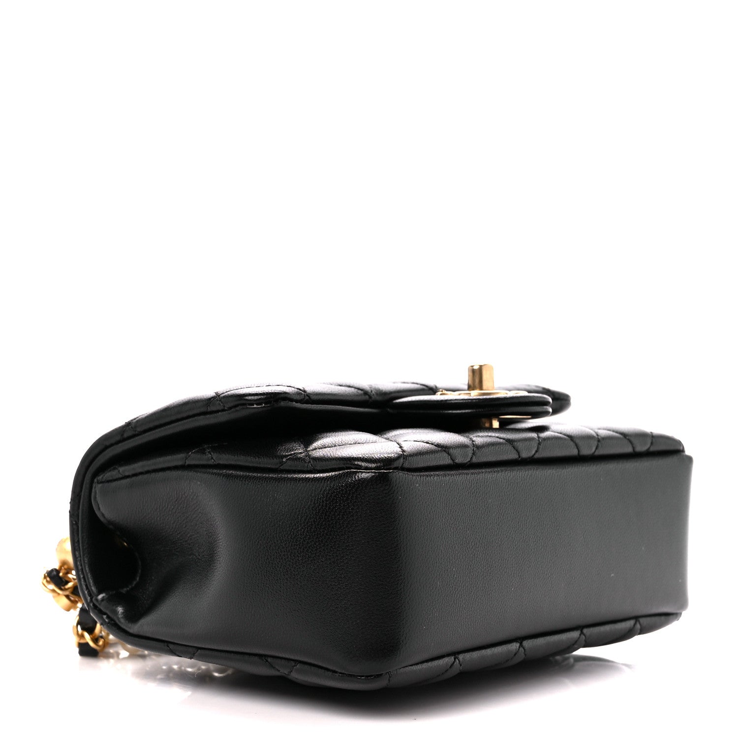 Chanel Shiny Lambskin Quilted Pearl Twist Mini Square Flap Black 3 of 11