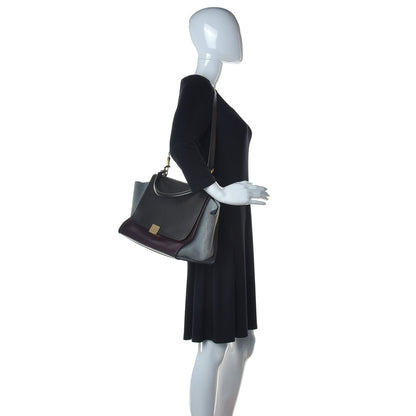 Celine Smooth Calfskin Suede Medium Tri-Color Trapeze Dark Grey 2 of 13