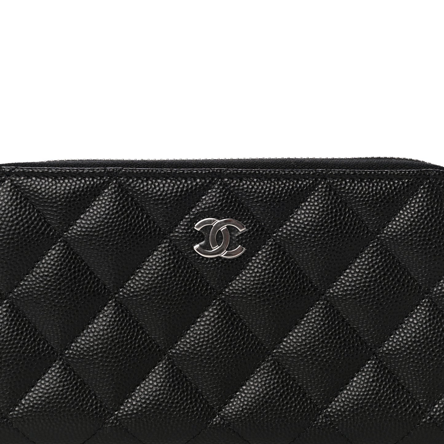Caviar Quilted Medium Zip Around Wallet Black