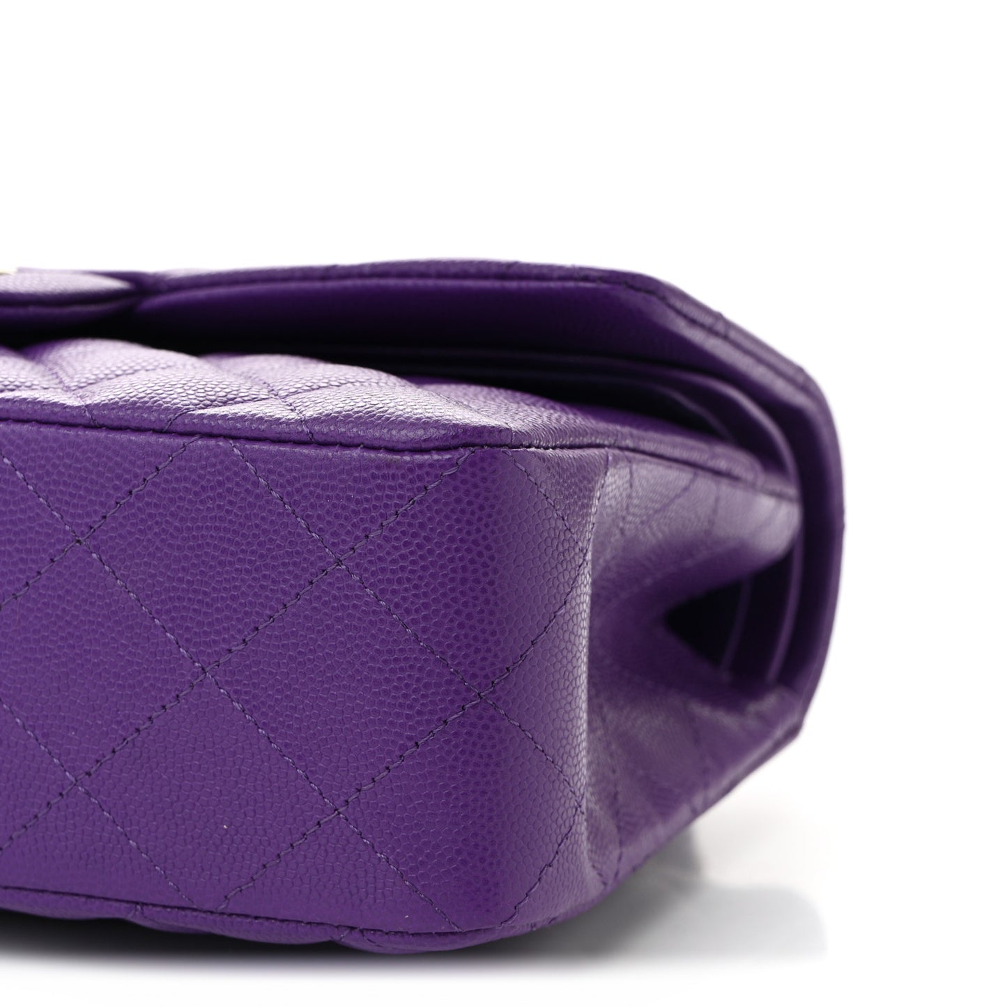 Caviar Quilted Small Double Flap Dark Purple