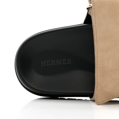 Hermes Suede Goatskin Mens Chypre Sandals 40 Beige Argile 7 of 11