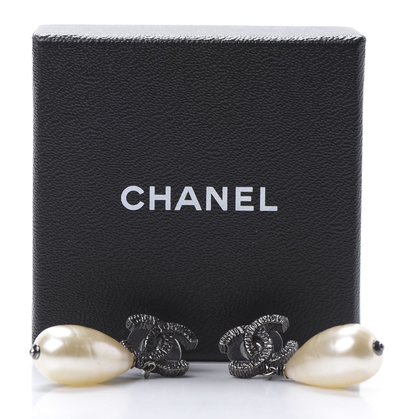 Ruthenium CC Pearl Drop Earrings
