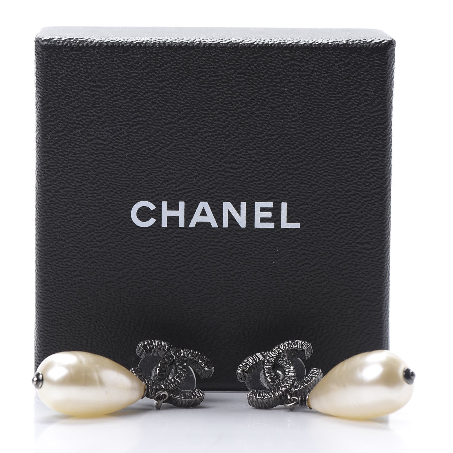 Chanel Ruthenium CC Pearl Drop Earrings 5 of 5