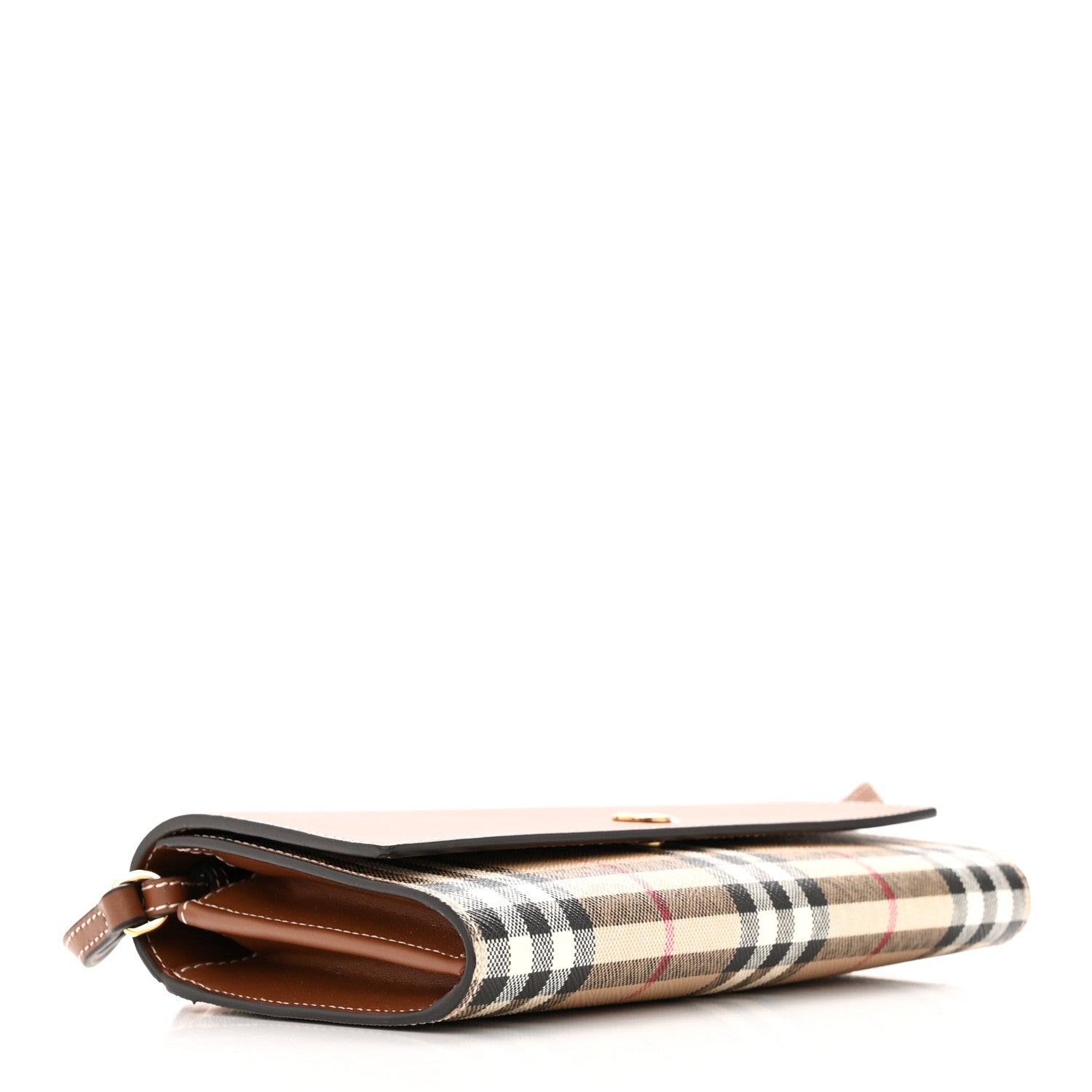 Burberry Calfskin Vintage Check Wallet With Detachable Strap Archive Beige Tan 4 of 14