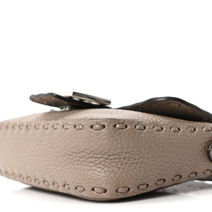 Fendi Cuoio Roma Sellerissima Nappa Sintetica Tape Stitch Mini Baguette Argento 10 of 10
