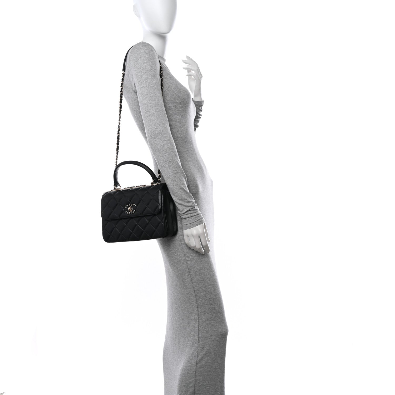Chanel Lambskin Quilted Small Trendy CC Chain Dual Handle Flap Bag Black 2 of 12