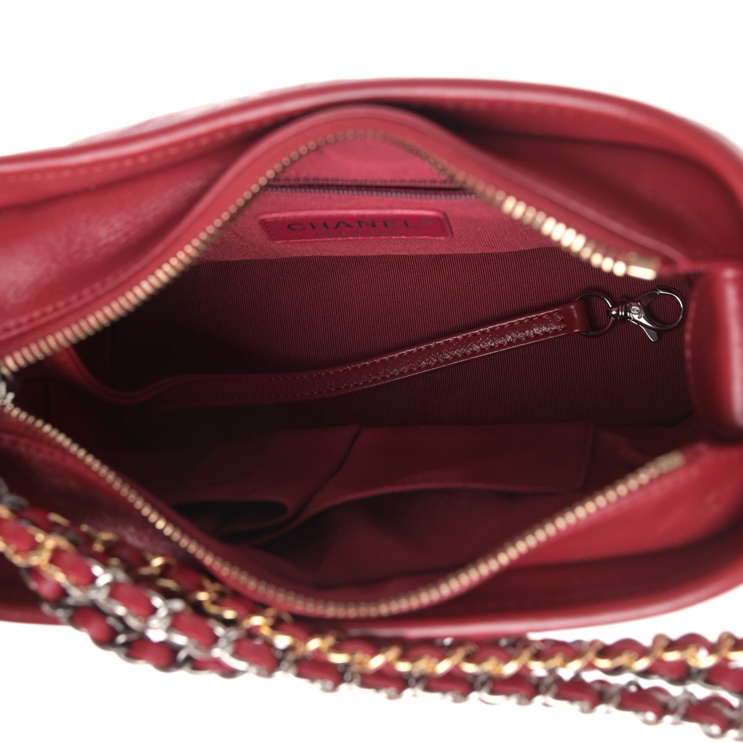 Chanel Aged Calfskin Quilted Small Gabrielle Hobo Red 5 of 10