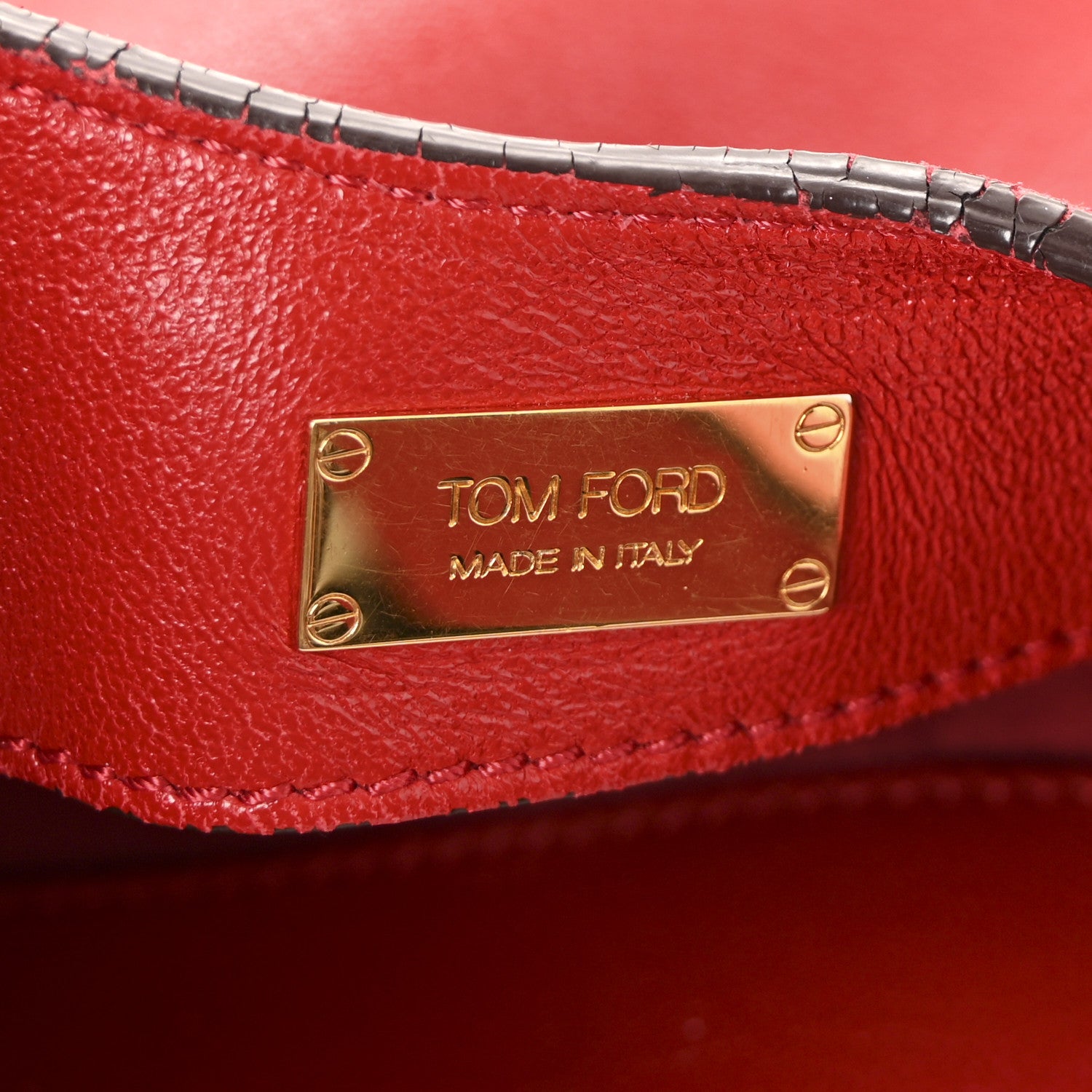Tom Ford Ramskin Large Alix Padlock Zip Shoulder Bag Flame Red 7 of 10