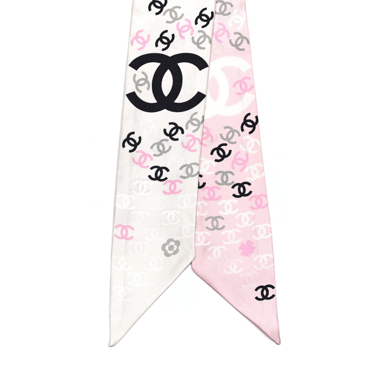 Chanel Silk CC Slim Bandeau Pink Ecru Black 2 of 3