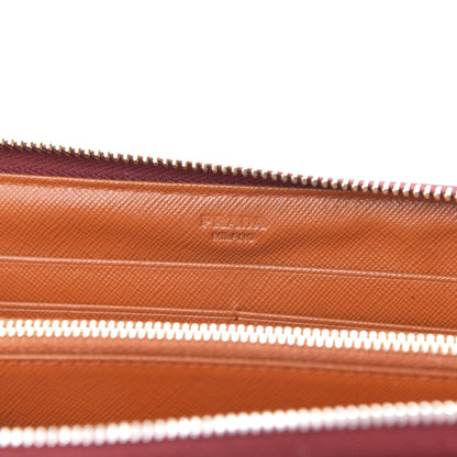 Prada Saffiano Bi-Color Metal Zip Around Wallet Fuocco Papaya 6 of 13