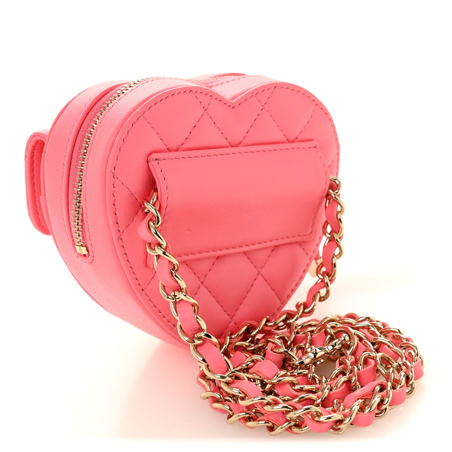 Chanel Lambskin Quilted CC In Love Heart Waist Belt Bag With Chain Pink 3 of 11