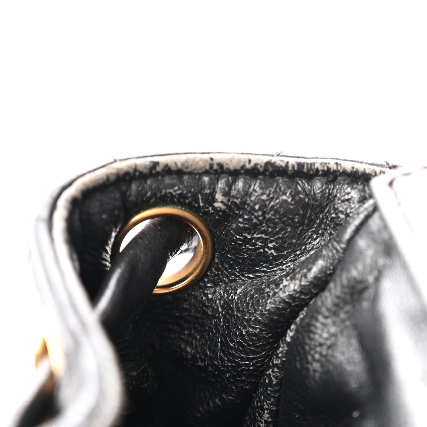 Lambskin Quilted Drawstring Backpack Black
