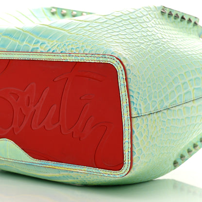 Christian Louboutin Crocodile Embossed Calfskin Spiked Small Cabarock Shopper Tote Studio Green 9 of 9