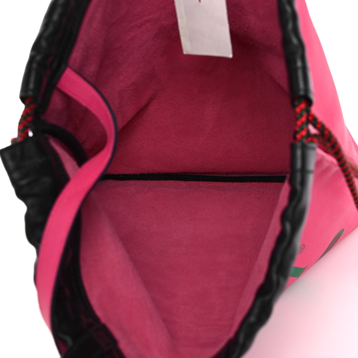Gucci Grained Calfskin Logo Drawstring Backpack Box Pink Green Black 6 of 12