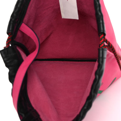 Gucci Grained Calfskin Logo Drawstring Backpack Box Pink Green Black 6 of 12