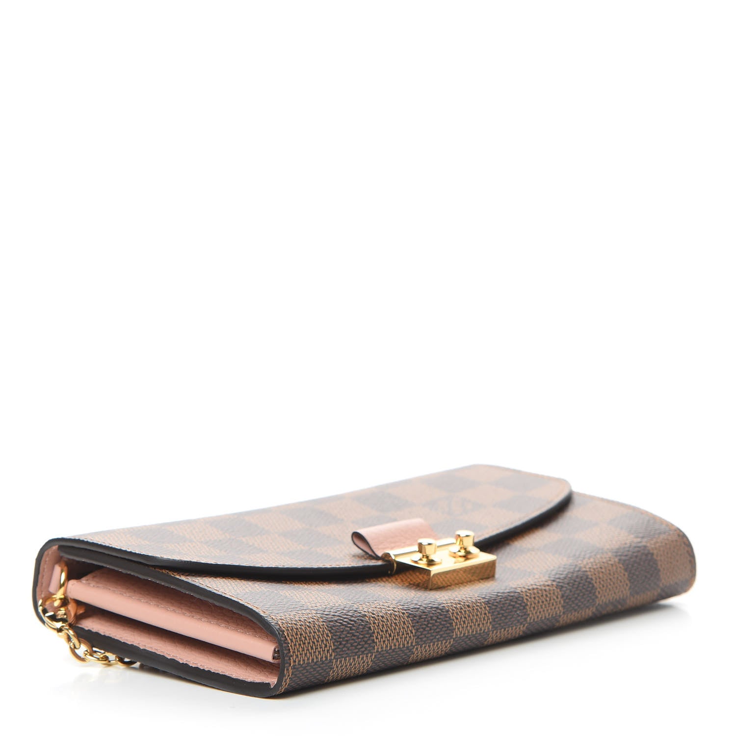 Louis Vuitton Damier Ebene Croisette Chain Wallet Rose Ballerine 4 of 11