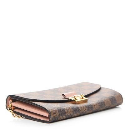 Louis Vuitton Damier Ebene Croisette Chain Wallet Rose Ballerine 4 of 11