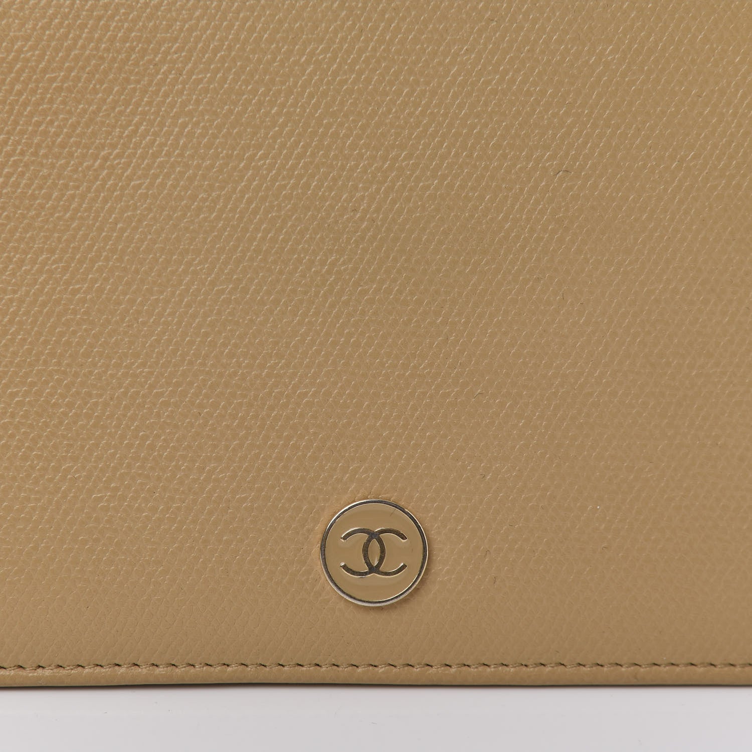 Chanel Grained Calfskin CC Button Yen Wallet Beige 10 of 11