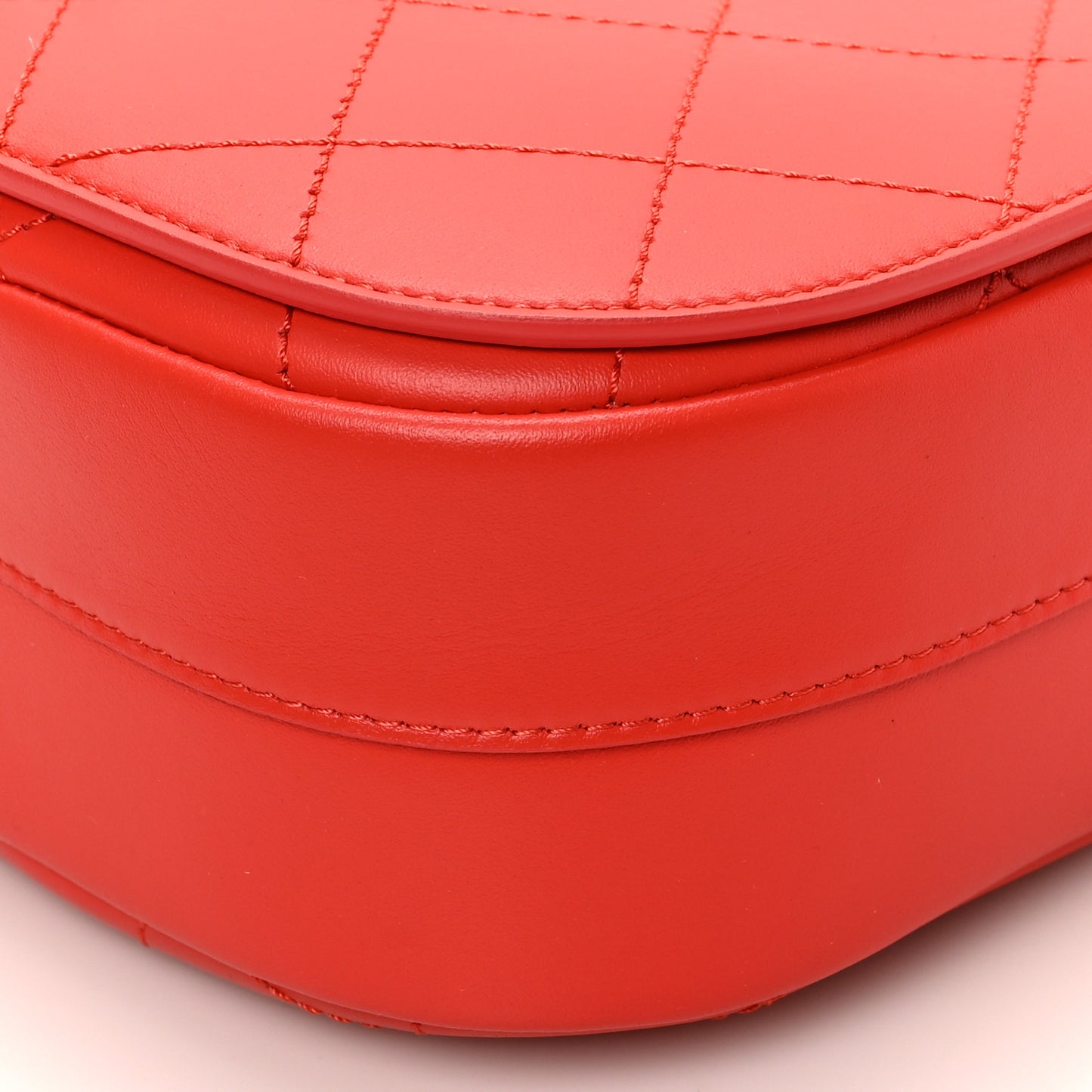 Calfskin Stitched Ring My Bag Flap Crossbody Red