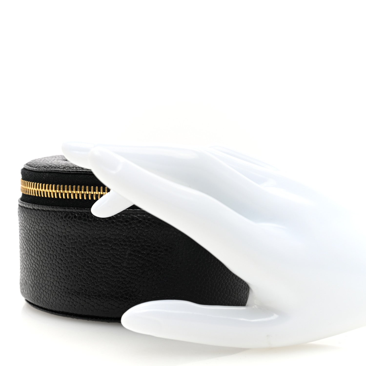 Chanel Caviar Round Jewelry Travel Case Black 2 of 7