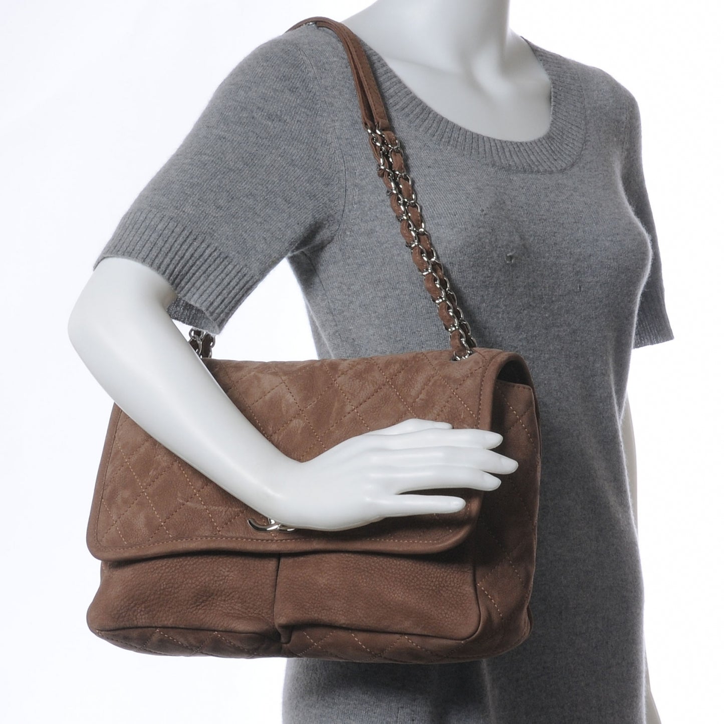 Ultra Soft Suede Calfskin Natural Beauty Large Flap Bag