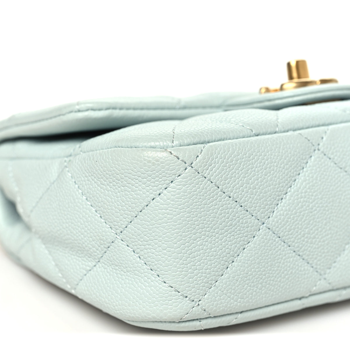 Caviar Quilted Mini Sweetheart Flap Light Blue