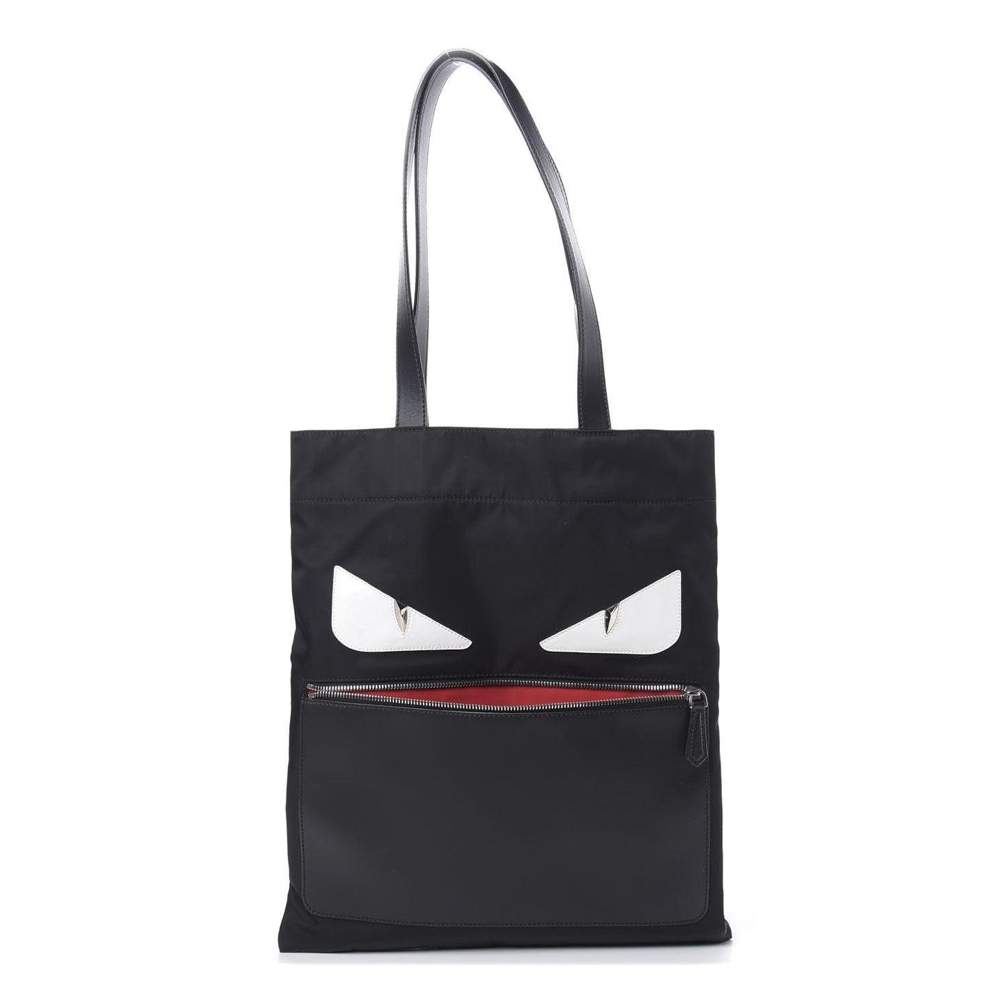 Nylon Vitello Liberty Century Monster Eyes Slim Tote Black White
