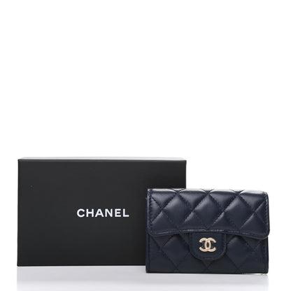 Chanel Lambskin Quilted Flap Card Holder Wallet Navy 9 of 9