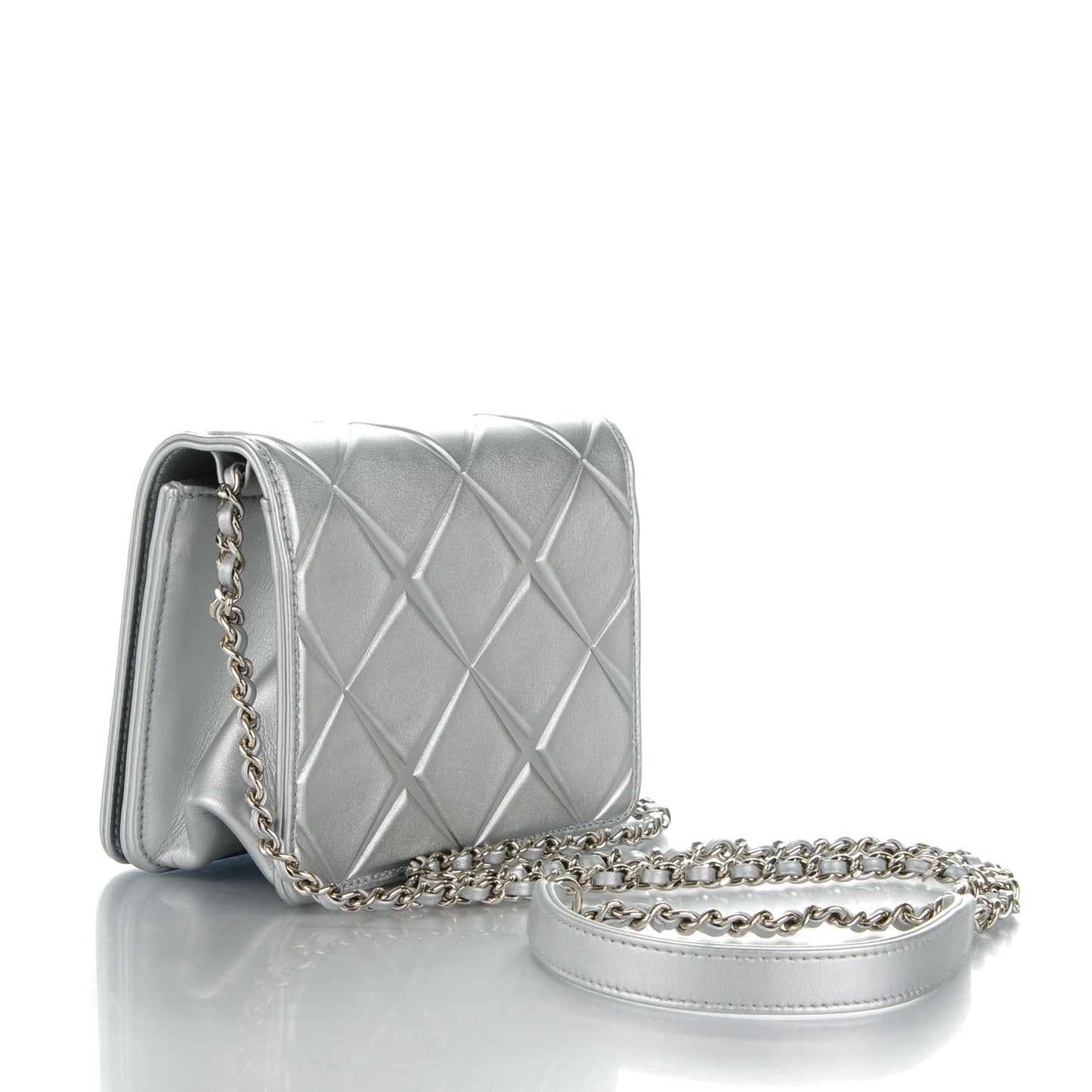 Metallic Calfskin Mini Propeller Flap Silver