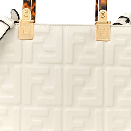 Fendi Vitello Plexiglass FF Embossed Small Fendi Sunshine Shopper Tote White 9 of 12