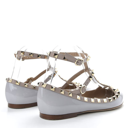 Valentino Garavani Patent Rockstud Cage Ballerina Flats 39 Grey Poudre 4 of 10