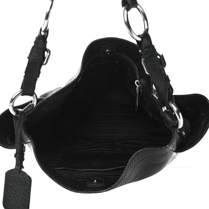 Prada Vitello Daino Side Pocket Hobo Black 4 of 11