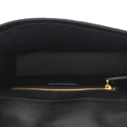 Saint Laurent Grain De Poudre Matelasse Chevron Large Monogram Satchel Black 5 of 10