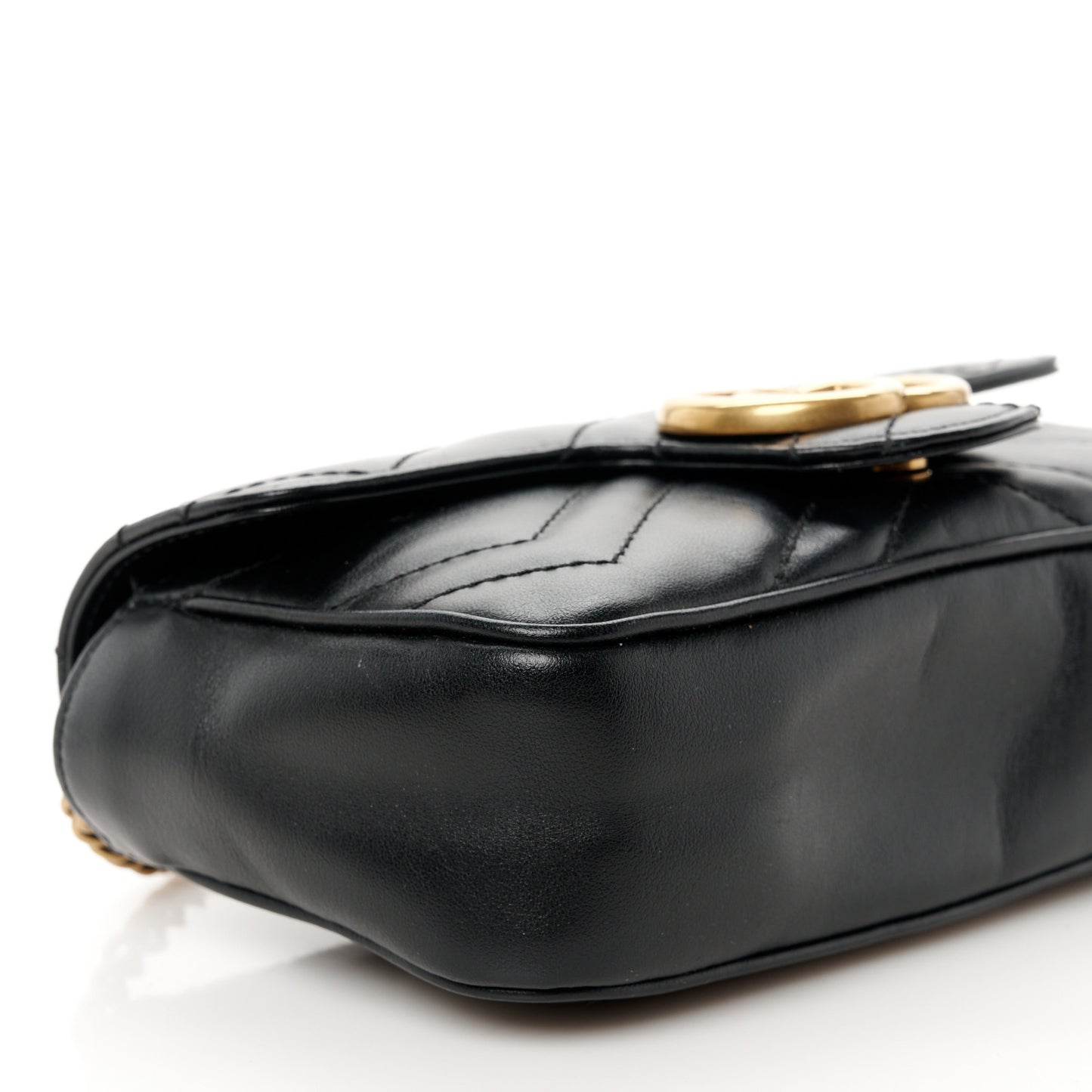 Calfskin Matelasse Super Mini GG Marmont Shoulder Bag Black
