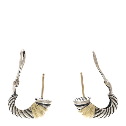 David Yurman Sterling Silver 14K Gold Thoroughbred Shrimp Earrings 3 of 4