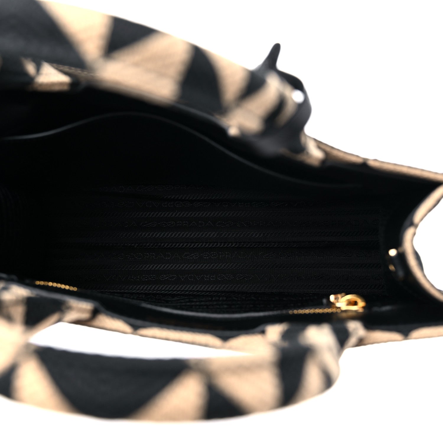 Prada Jacquard Saffiano Triangolo Symbole Embroidered Small Tote Black Corda 4 of 7