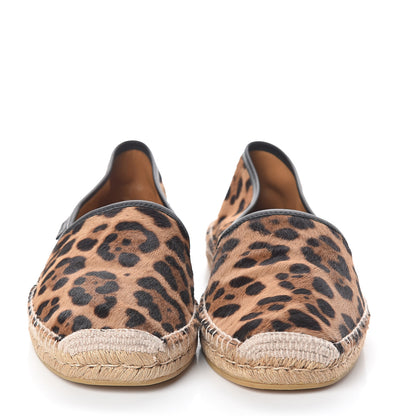 Gucci Calf Hair Leopard Print Espadrilles 8 Gold Black 2 of 7