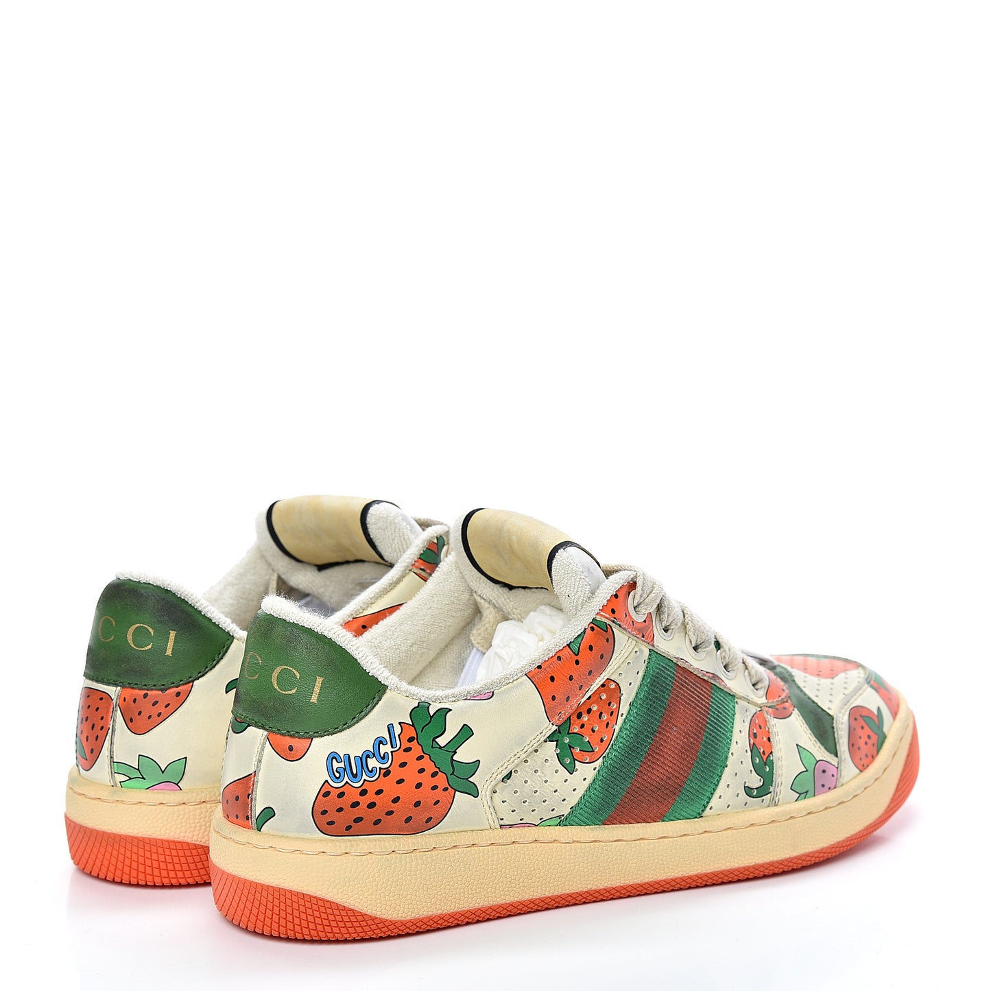 Nubuck Web Strawberry Print Womens Screener Sneakers 35.5 Dusty Milk White Vintage Green