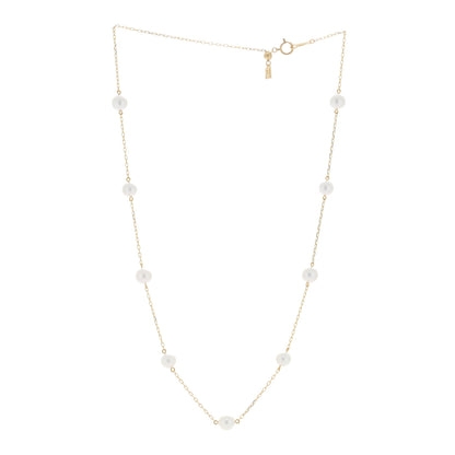 Mikimoto 18K Yellow Gold Akoya Pearl 6-7mm Station Necklace 3 of 4