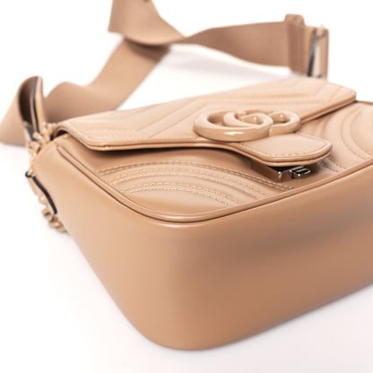 Gucci Calfskin Matelasse Monochrome Mini GG Marmont Crossbody Shoulder Bag Camelia Winter Rose 8 of 9